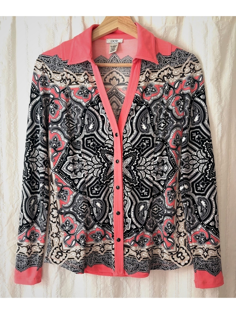 Vintage Y2K Cache Patterned Button-Up Shirt Size Small #90s #maximalist #sexy